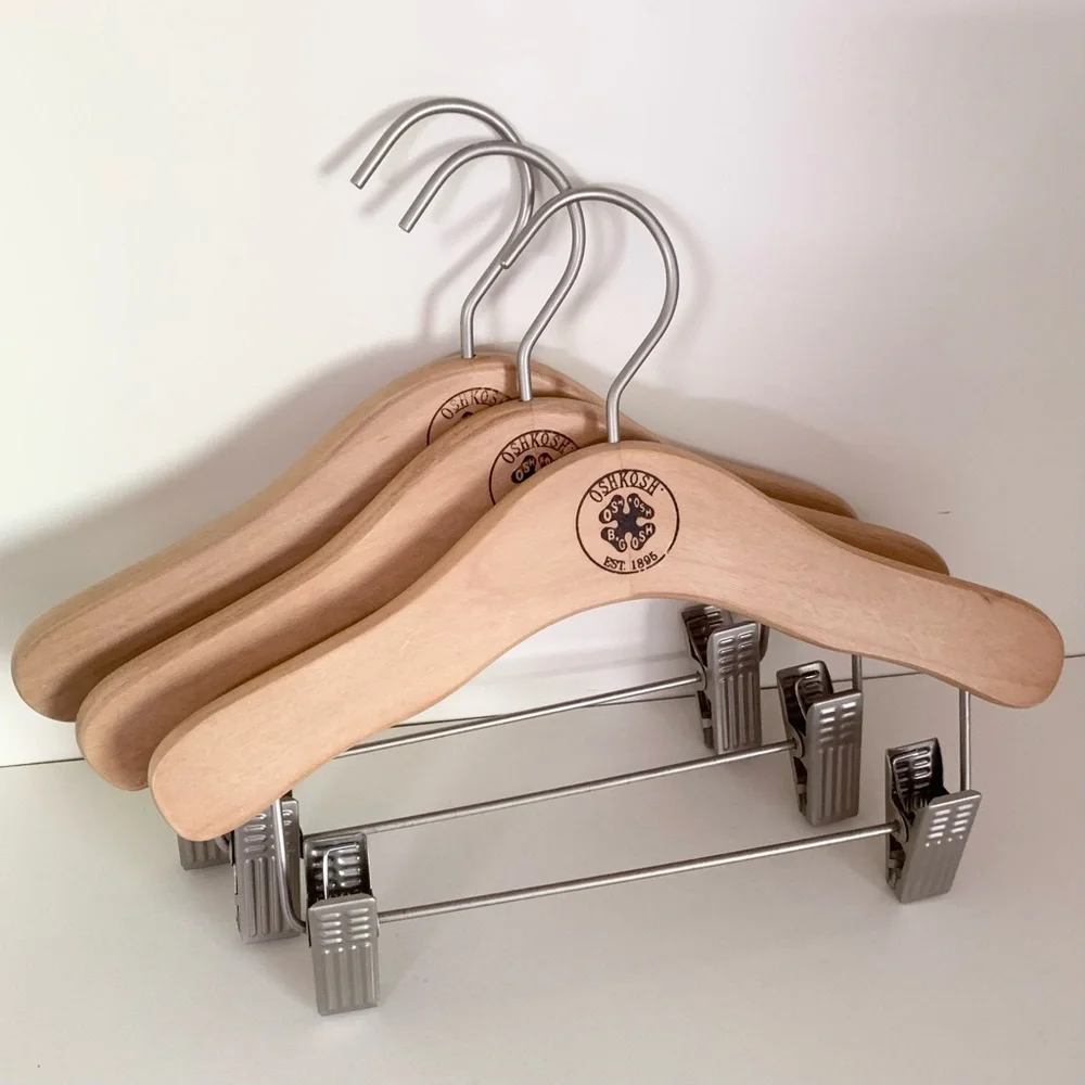 Vintage Oshkosh b gosh wood and matte Steele hangers